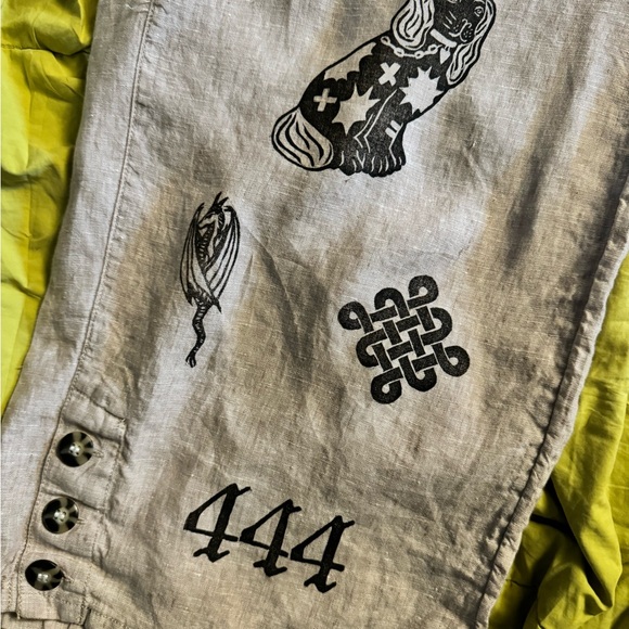 Block printed pre-owned Sigrid Olsen 100% linen pants - Picture 5 of 7